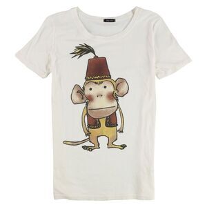 dirty violet Womens Monkey Graphic T-Shirt, Off-White, NWT